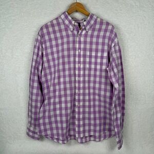 RVYC Mens XL Purple Gingham Check Button Down Long Sleeve Cotton Shirt USA Made